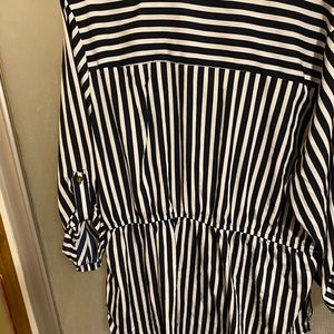 Mileage brand blue and white striped shirt